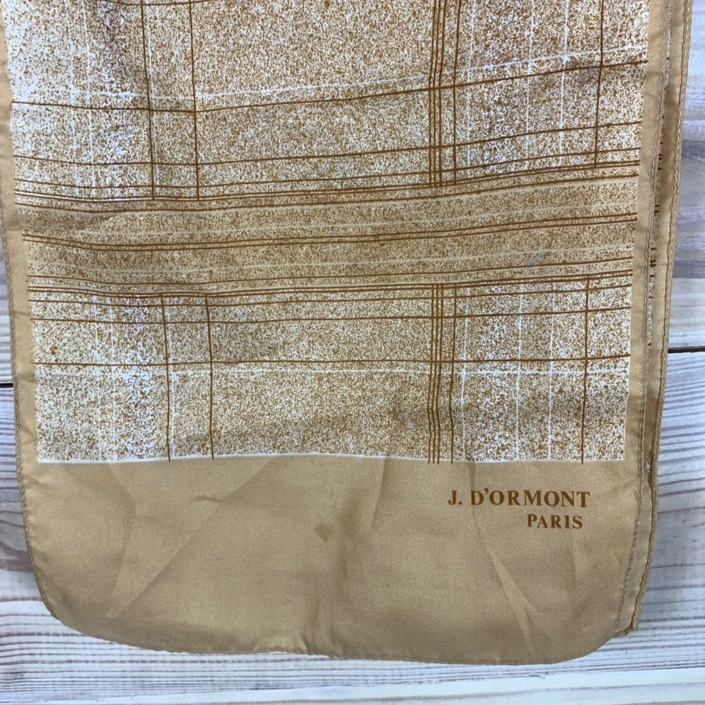 VTG J. D'Ormont Paris Scarf Womens OS Gold Plaid Polyester Rectangular Accessory